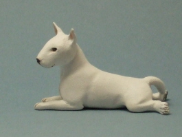 (image for) Miniature Laying White Female Bull Terrier by Karl Blindheim