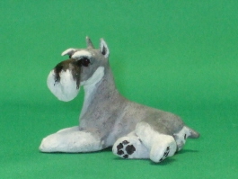 (image for) Dollhouse Scale Laying Miniature Schnauzer by Karl Blindheim