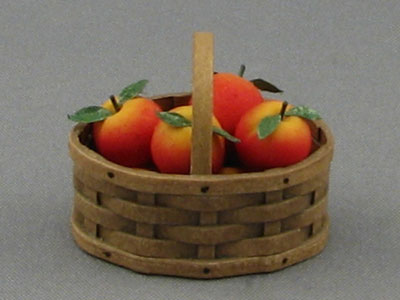(image for) Dollhouse Scale Model Oval Basket with Apples