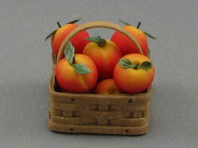 (image for) Dollhouse Scale Model Square Basket with Peaches
