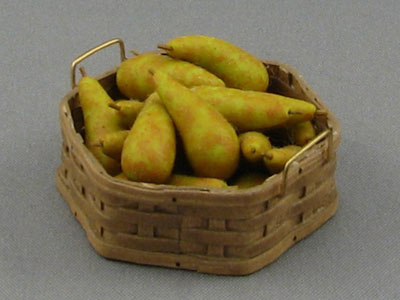 (image for) Dollhouse Scale Model Open Basket with Pears