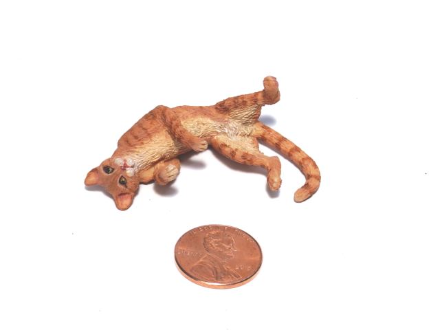 (image for) Dollhouse Scale Orange Cat On It's Back