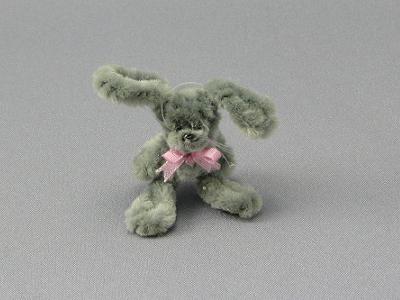 (image for) Miniature Grey Bunny with Bow by Sue Wilkes of Shoebutton Bears