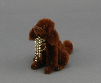 (image for) Miniature Brown Dog w Chain Leash by Sue Wilkes