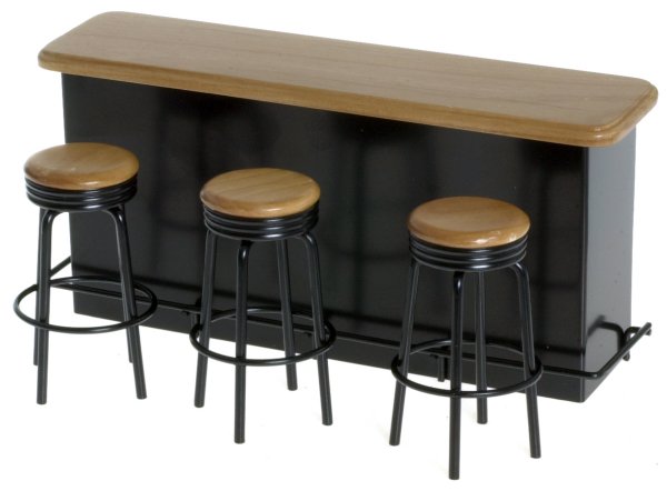 (image for) Dollhouse Miniature 50's Counter and 3 Stools