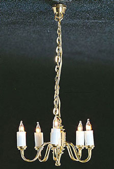 (image for) Dollhouse Scale 5 Up-Arm Colonial Chandelier