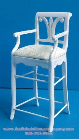 (image for) Dollhouse Miniature Tall White Bar or Counter Stool