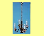 (image for) Dollhouse Scale Model 4-Arm Chandelier with Bi Pin Bulbs 12 V.