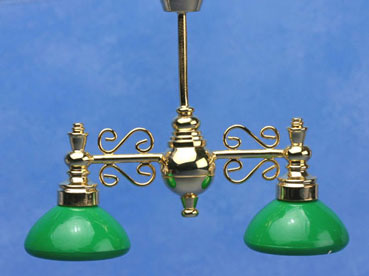 (image for) Dollhouse Scale Model Billiard Chandelier with Green Shade 12v