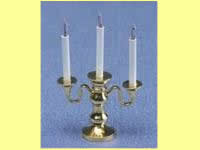 (image for) Dollhouse Scale Model 3-Arm Candelabrum, Theodore, Bi-Pin, 12V