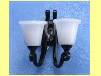 (image for) Dollhouse Scale Model Wall Sconce Double Black, 12V