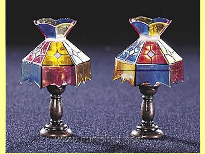 (image for) Dollhouse Scale Model Assorted Replica Tiffany Table Lamps(2/pk)