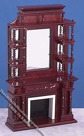 (image for) Miniature Victorian Mahogany Fireplace for Dollhouses