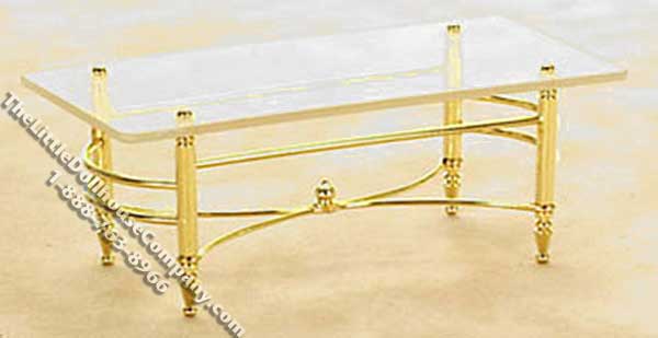(image for) Miniature Rectangular Brass Coffee Table for Dollhouses