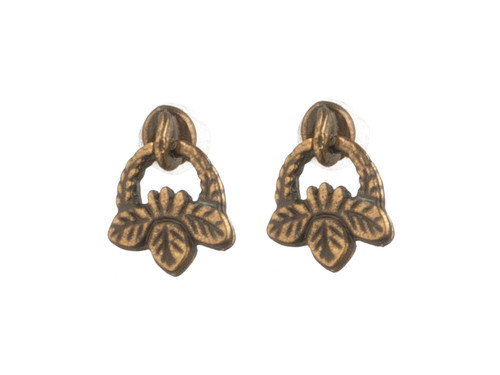 (image for) Miniature Antiqued Brass Leaf Drawer Pulls (2/pk)