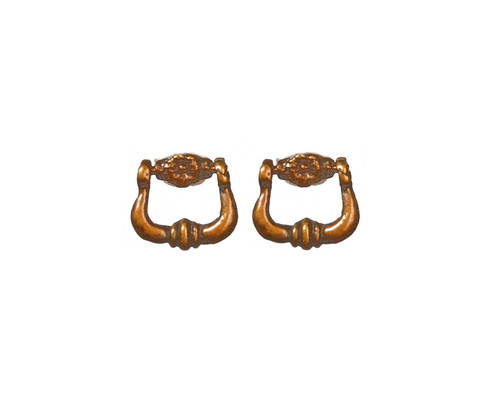 (image for) Miniature Antiqued Brass Coloured Drawer Pulls (2/pk)