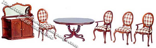 (image for) Miniature Mahogany 6 Piece Dining Room Set for Dollhouses