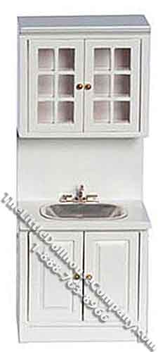 (image for) Miniature White Cabinet with Sink for Dollhouses