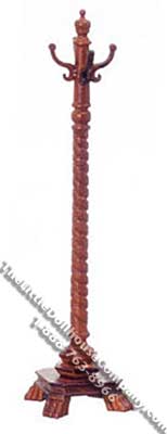 (image for) Miniature Walnut Club Room Coat Rack for Dollhouses