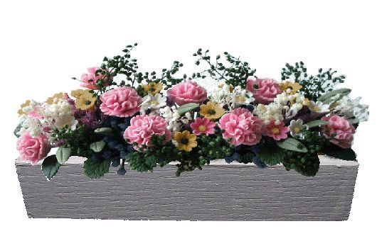 (image for) Miniature Pink Carnations in Wooden Window Box for Dollhouses