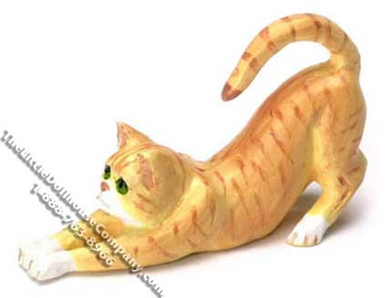 (image for) Dollhouse Scale Model Orange Cat Stretching Out