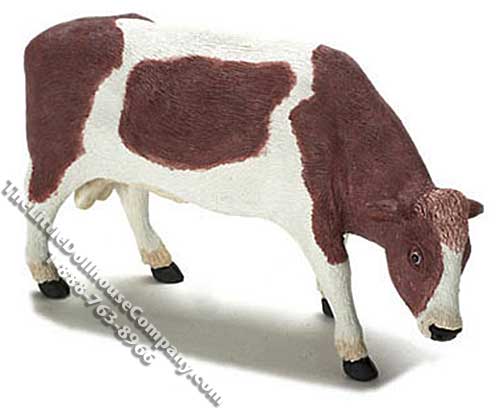 (image for) Dollhouse Scale Model Brown & White Cow Grazing