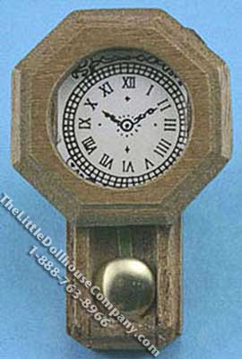 (image for) Miniature Walnut Railway Clock for Dollhouses