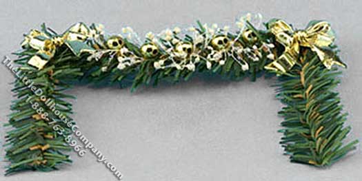 (image for) Miniature Fireplace Garland with Gold Bows for Dollhouses