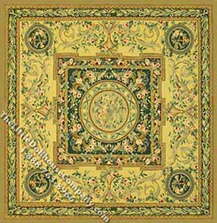(image for) Dollhouse Scale Model 3X-Small Sized French Aubusson Square Rug