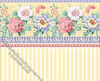 (image for) Dollhouse Scale Model Wallpaper Simply Rose and Yellow Stripe