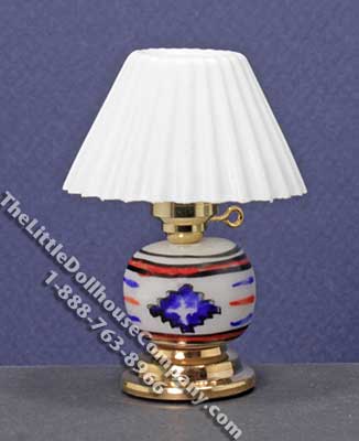 (image for) Dollhouse Scale Model 12v Plug In Painted Base Table Lamp
