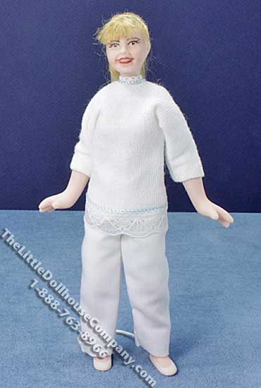 (image for) Miniature Blond Woman in White by Cindy's Dolls