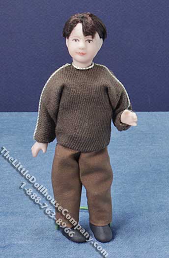 (image for) Miniature Child in Brown Sweater and Pants by Cindy's Dolls