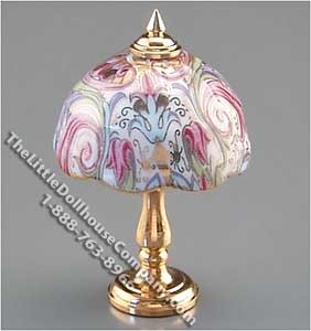 (image for) Dollhouse Scale Model Non-Functional Brass Lamp with Shade