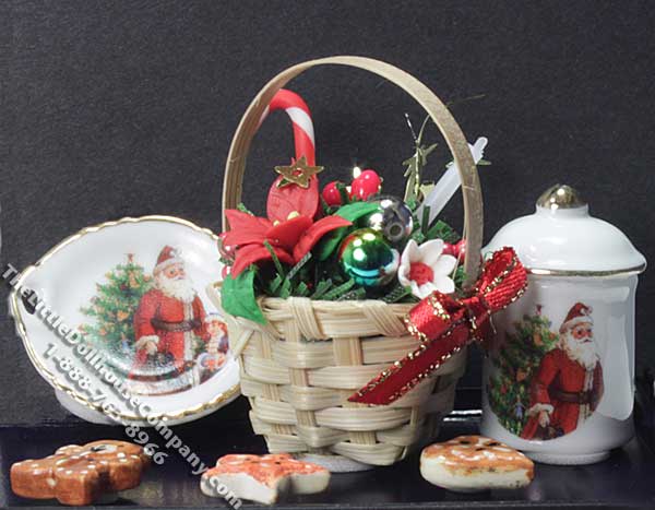 (image for) Miniature Christmas Gift Basket Set for Dollhouses