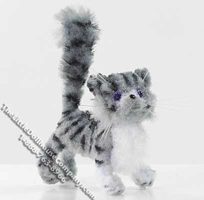 (image for) Miniature Standing Gray White & Black Stripes Cat by Sue Wilkes