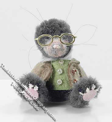 (image for) Miniature Sitting Dressed Mole by Sue Wilkes of Shoebutton Bears