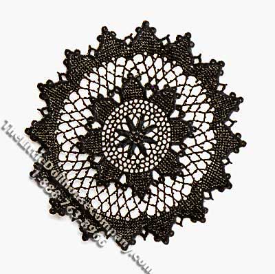 (image for) Miniature Black Round Laser Cut Doily for Dollhouses