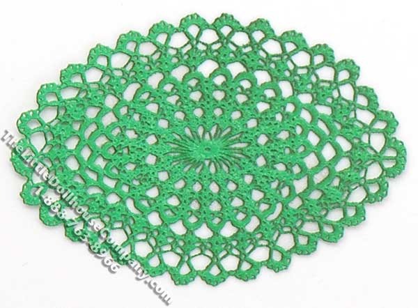 (image for) Miniature Green Laser Cut Oval Doily for Dollhouses