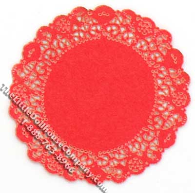 (image for) Miniature Christmas Red Round Laser Cut Doily for Dollhouses