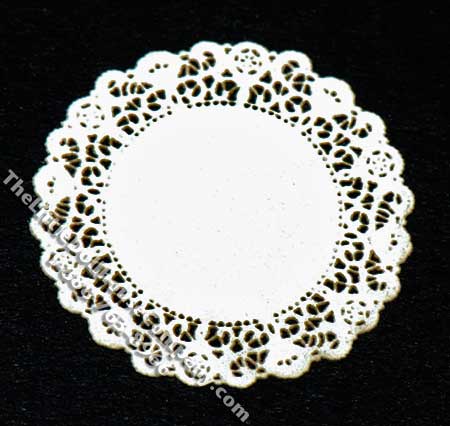 (image for) Miniature White Lace Round Laser Cut Doily for Dollhouses