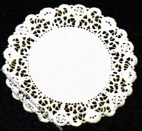 (image for) Miniature Round White Lace Laser Cut Doily for Dollhouses