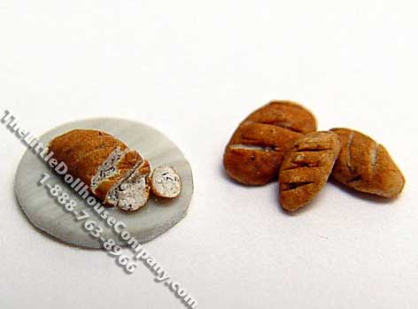 (image for) Dollhouse Scale Model 1:48 Loaf on Board w/3 Loaves