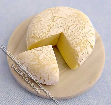 (image for) Dollhouse Scale Model Brie Cheese on Round Cutting Board