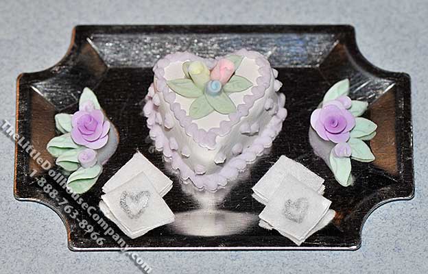 (image for) Dollhouse Scale Model Purple Heart Cake Platter