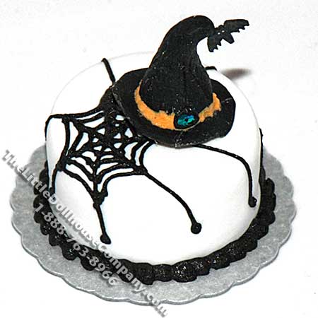 (image for) Dollhouse Scale Model Witch's Hat/Spider Web Cake