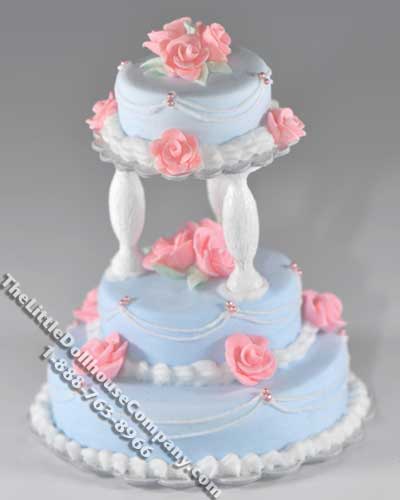(image for) Dollhouse Scale Model Blue 3 Tier Wedding Cake