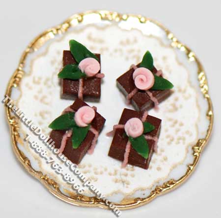 (image for) Dollhouse Scale Model Plate of Chocolate Petit Fours