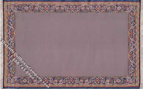 (image for) Dollhouse Scale Model Rectangular Mauve with Blue Outline Rug