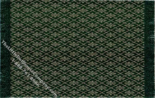 (image for) Dollhouse Scale Model Rectangular Green & Gold Rug